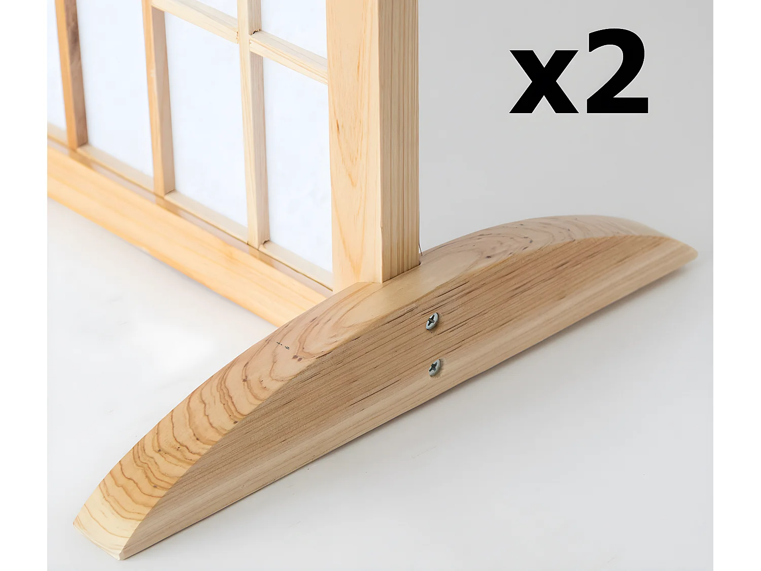 Lot de 2 pieds pour paravent en bois naturel - 2.8 x 33 x 0.8 cm