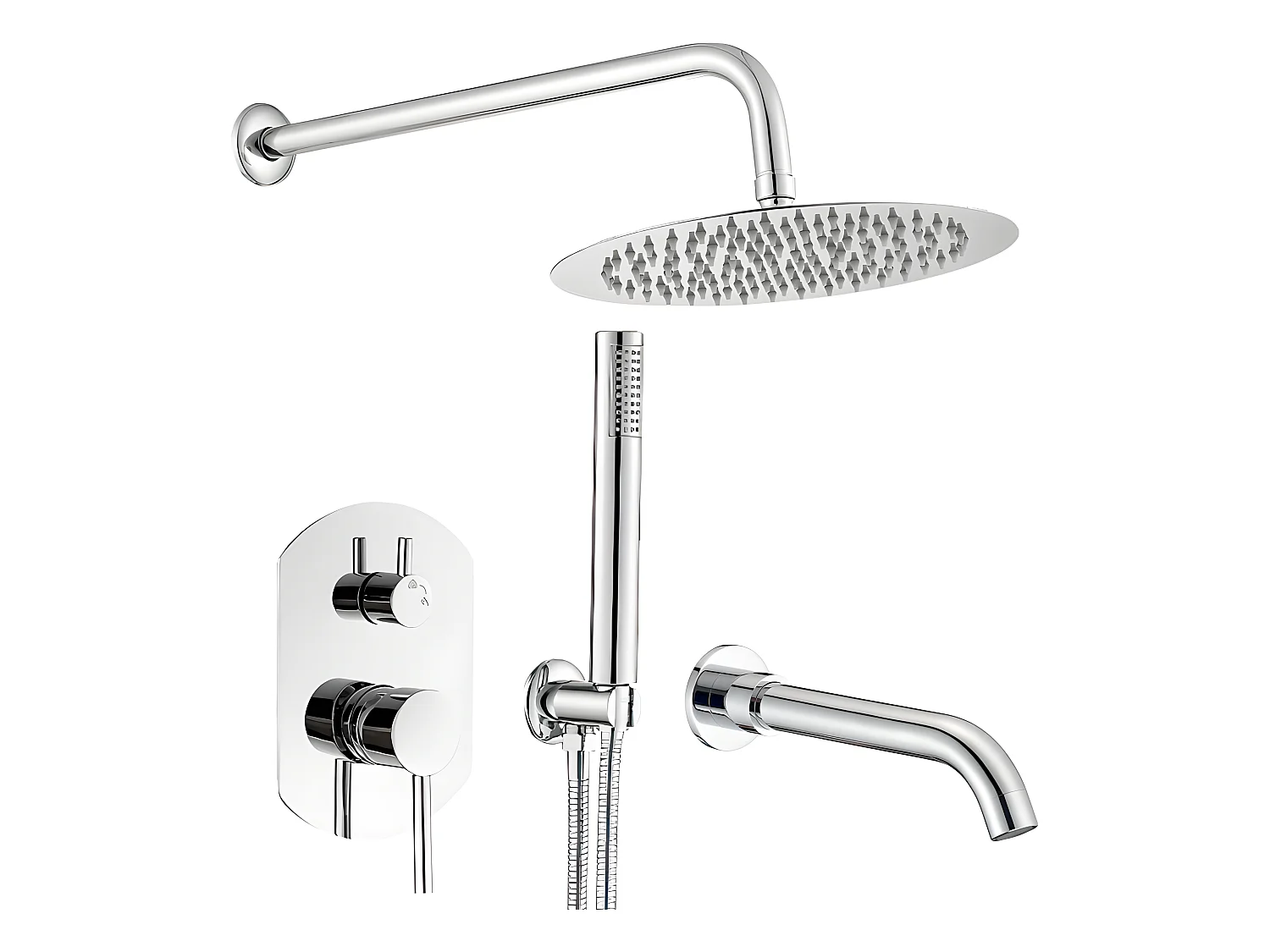 Conjunto de ducha empotrada monomando redonda ROMA cromado  Ø 25cm