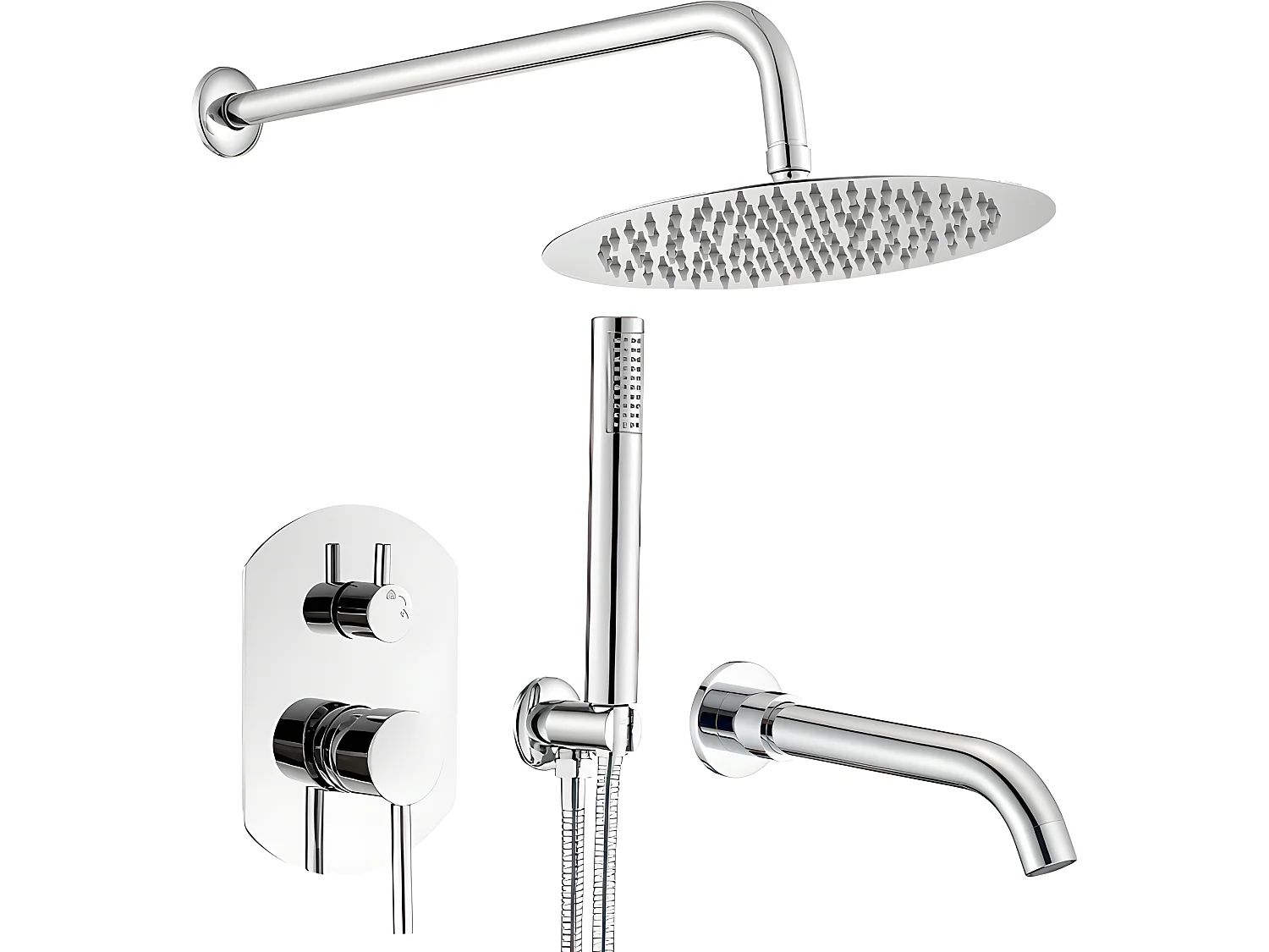 Conjunto de ducha empotrada monomando redonda ROMA cromado  Ø 20cm