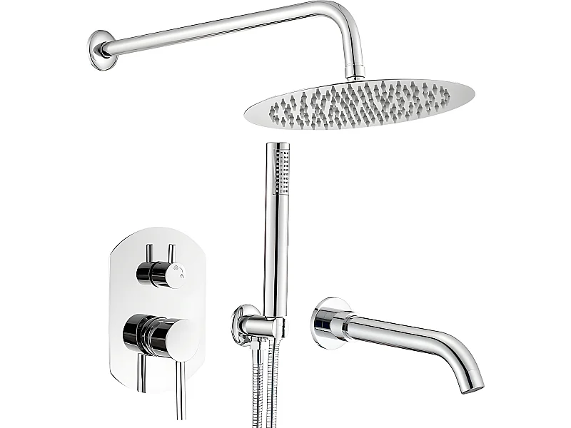 Conjunto de ducha empotrada monomando redonda ROMA cromado  Ø 20cm