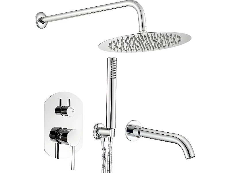 Conjunto de ducha empotrada monomando redonda ROMA cromado  Ø 20cm
