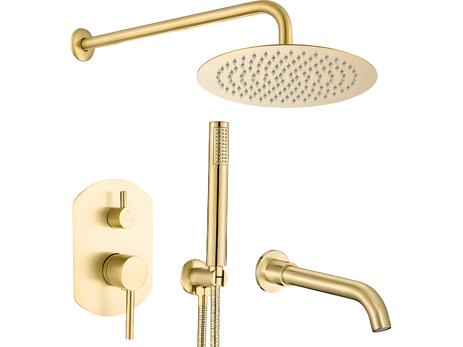 Conjunto de ducha empotrada monomando redonda ROMA oro cepillado  Ø 25cm Dorado