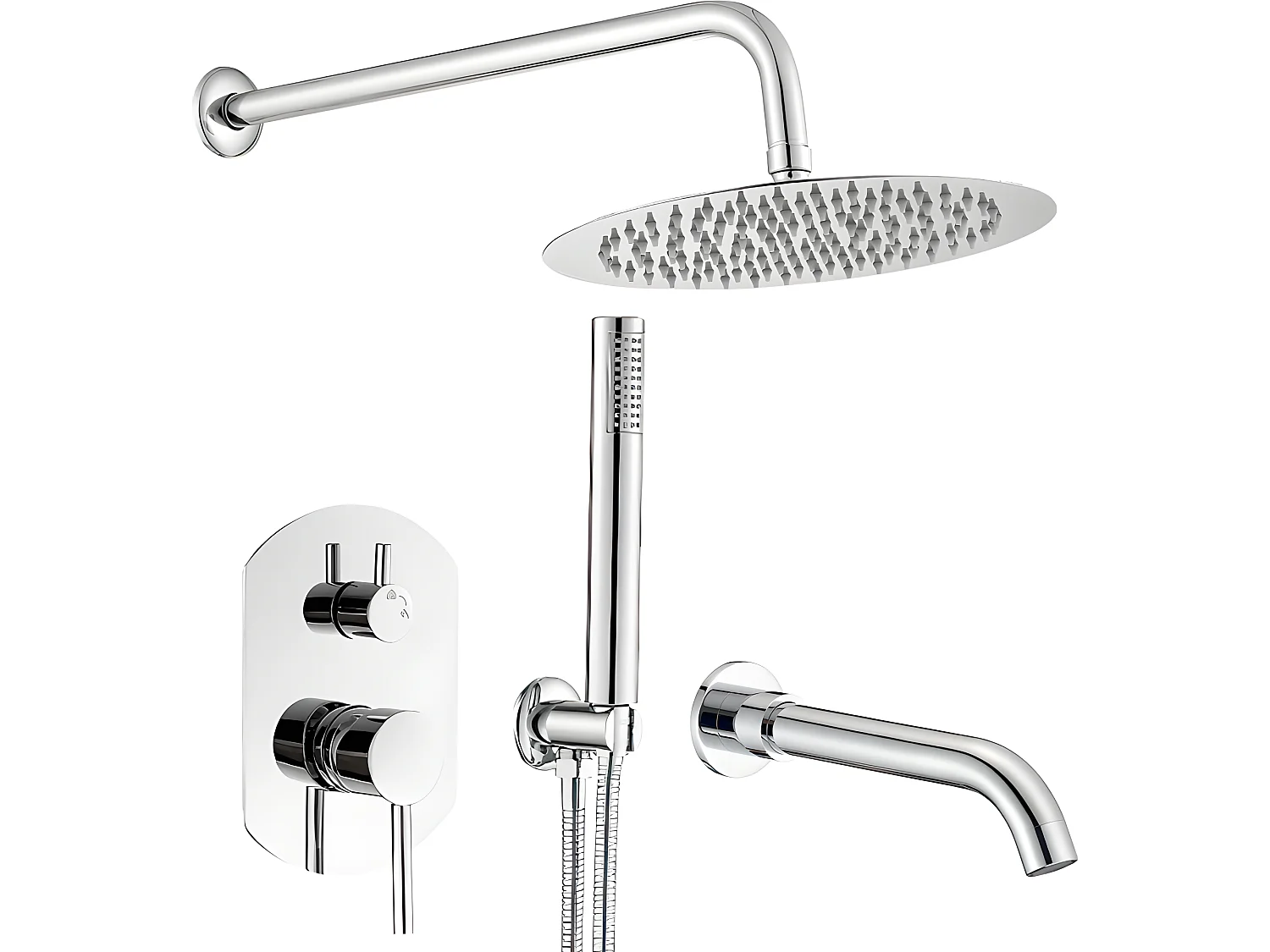 Conjunto de ducha empotrada monomando redonda ROMA cromado  Ø 30cm