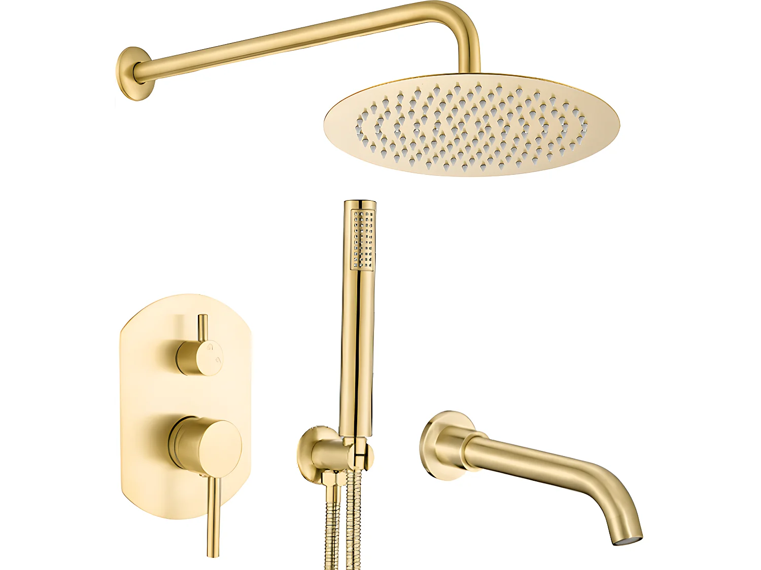 Conjunto de ducha empotrada monomando redonda ROMA oro cepillado  Ø 20cm Dorado