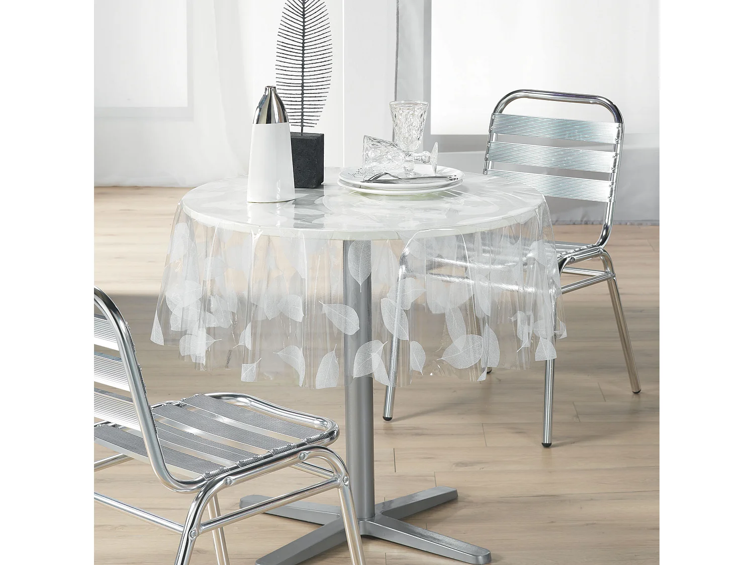 Nappe Ronde Cristal "Feuille" 140cm Transparent