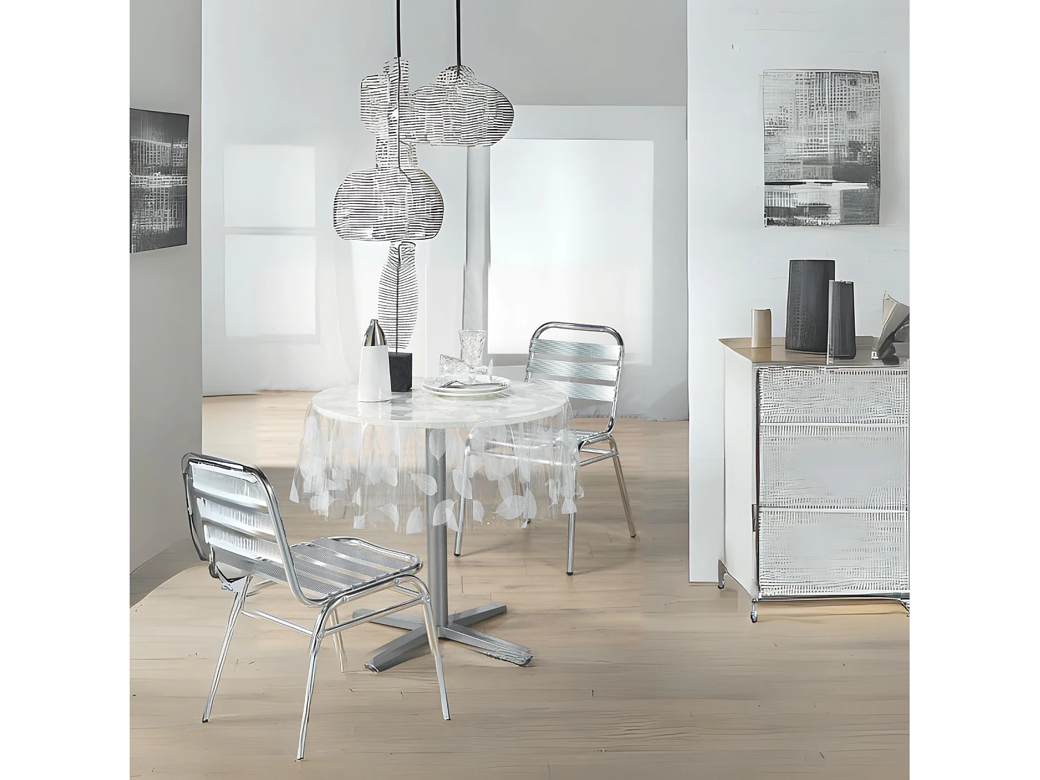 Nappe Ronde Cristal "Feuille" 140cm Transparent