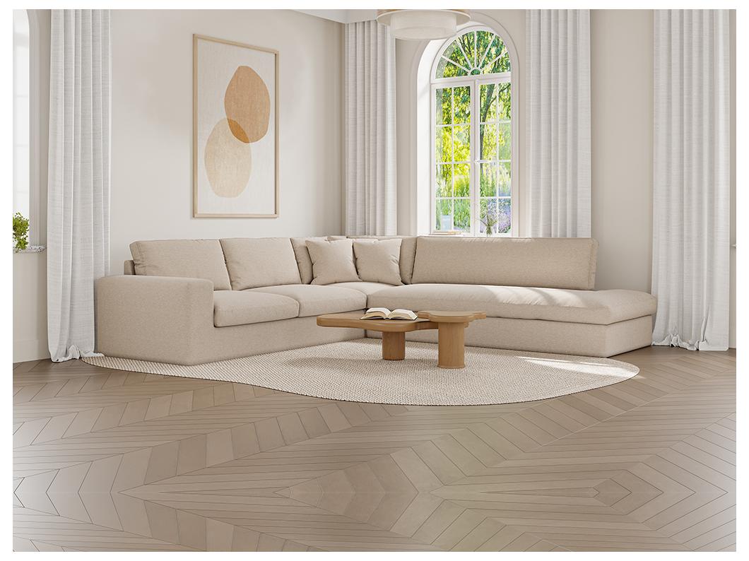 Ecksofa - Ecke rechts - Stoff - Beige - NEVIANO