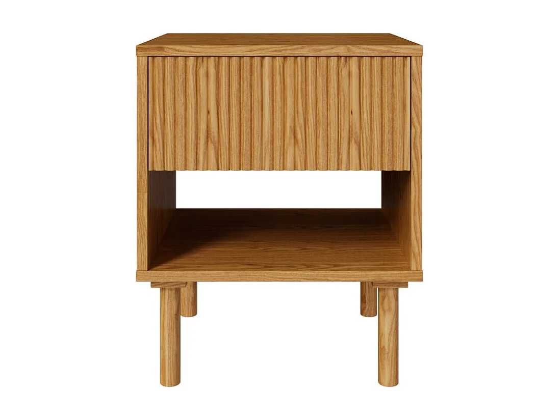 Table de chevet en bois d'hévéa massif 1 tiroir - Inès