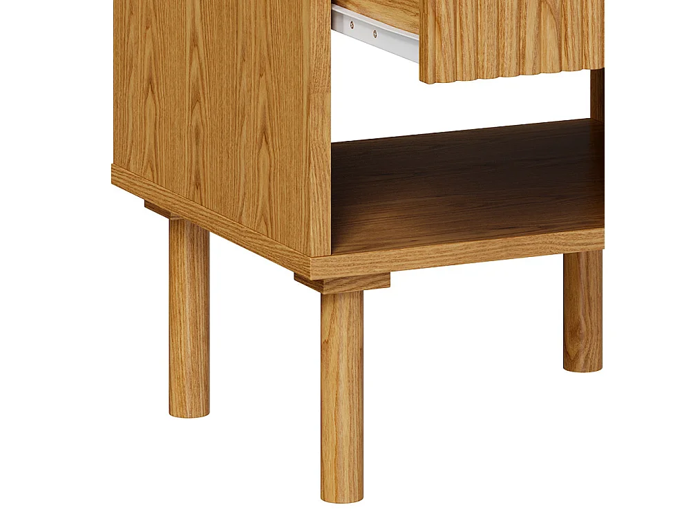 Table de chevet en bois d'hévéa massif 1 tiroir - Inès