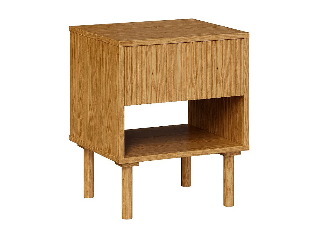 Table de chevet en bois d'hévéa massif 1 tiroir - Inès