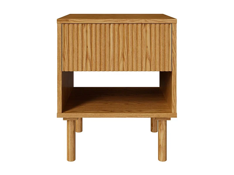 Table de chevet en bois d'hévéa massif 1 tiroir - Inès