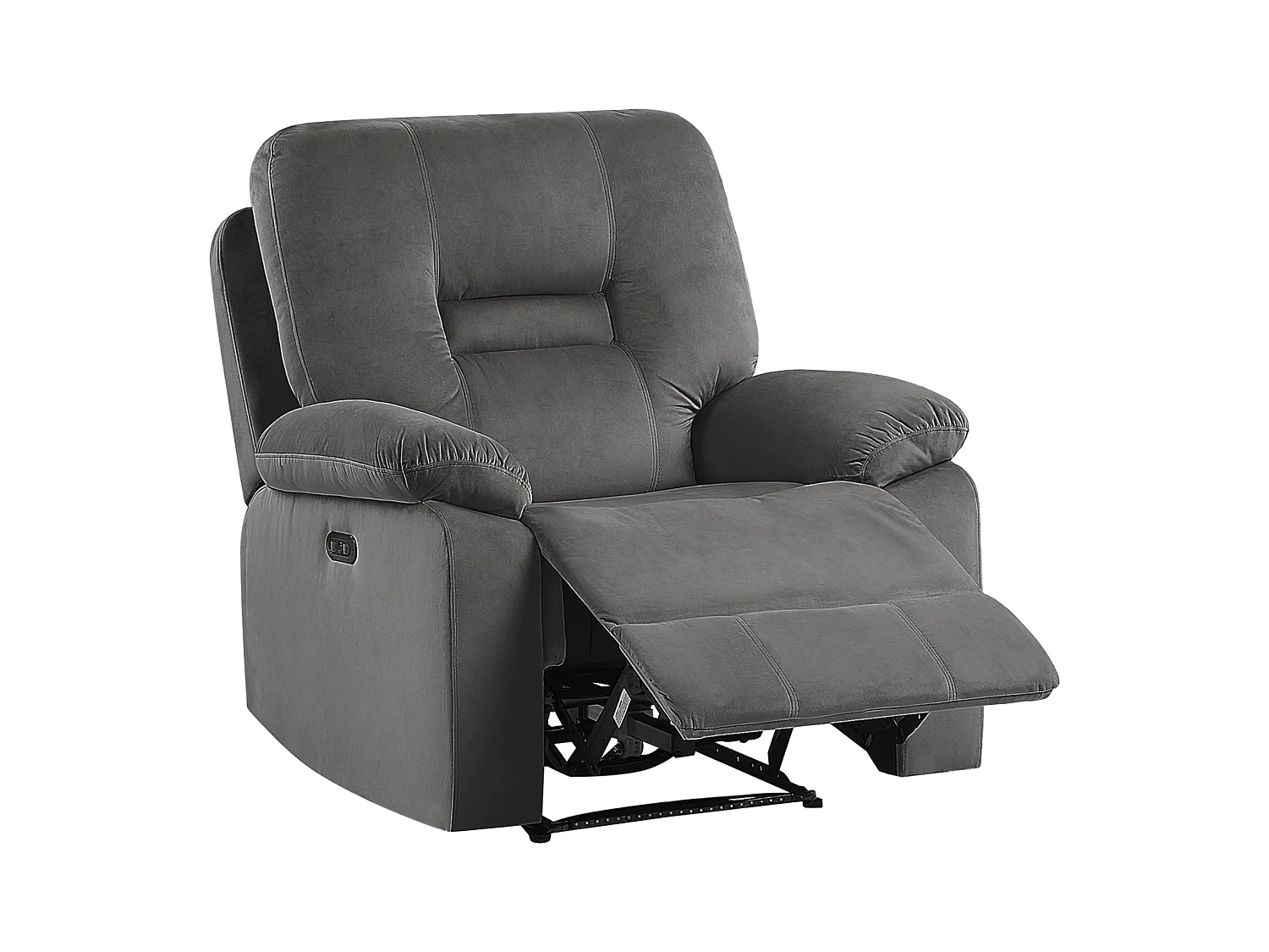 Fauteuil inclinable électrique BERGEN Repose-pieds inclus LED Velours Gris foncé