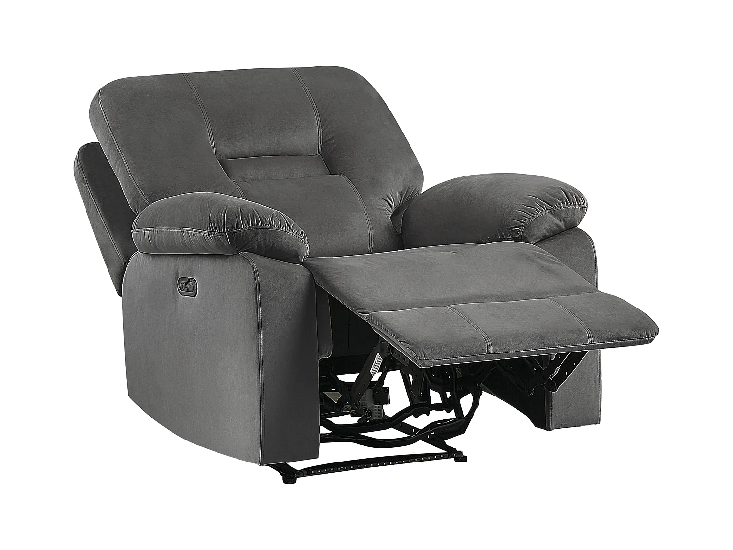 Elektrisch verstellbarer Sessel Samt grau mit USB-Anschluss LED-Licht Bergen