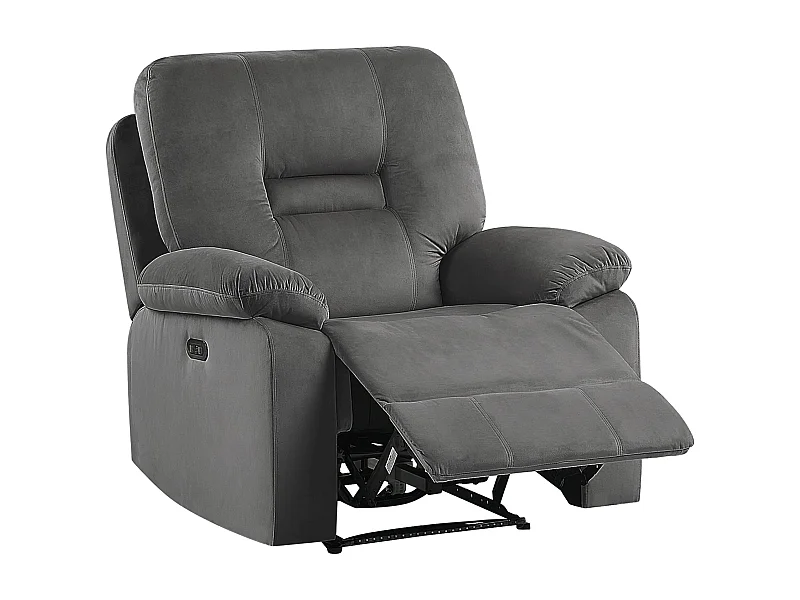 Fauteuil inclinable électrique BERGEN Repose-pieds inclus LED Velours Gris foncé