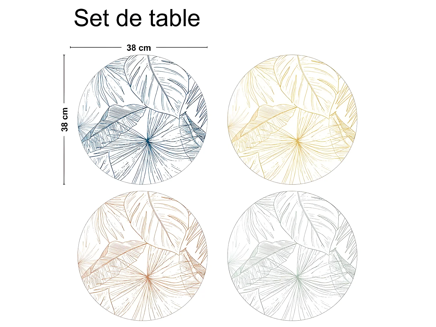 Lot de 4 sets de table L 38xl 38cm - Mix Lämnar - Vinyle