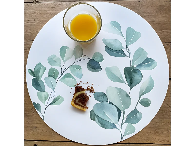 Lot de 4 sets de table L 38xl 38cm - Eucalyptus - Vinyle