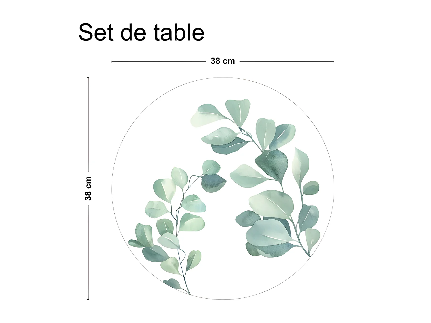 Lot de 4 sets de table L 38xl 38cm - Eucalyptus - Vinyle