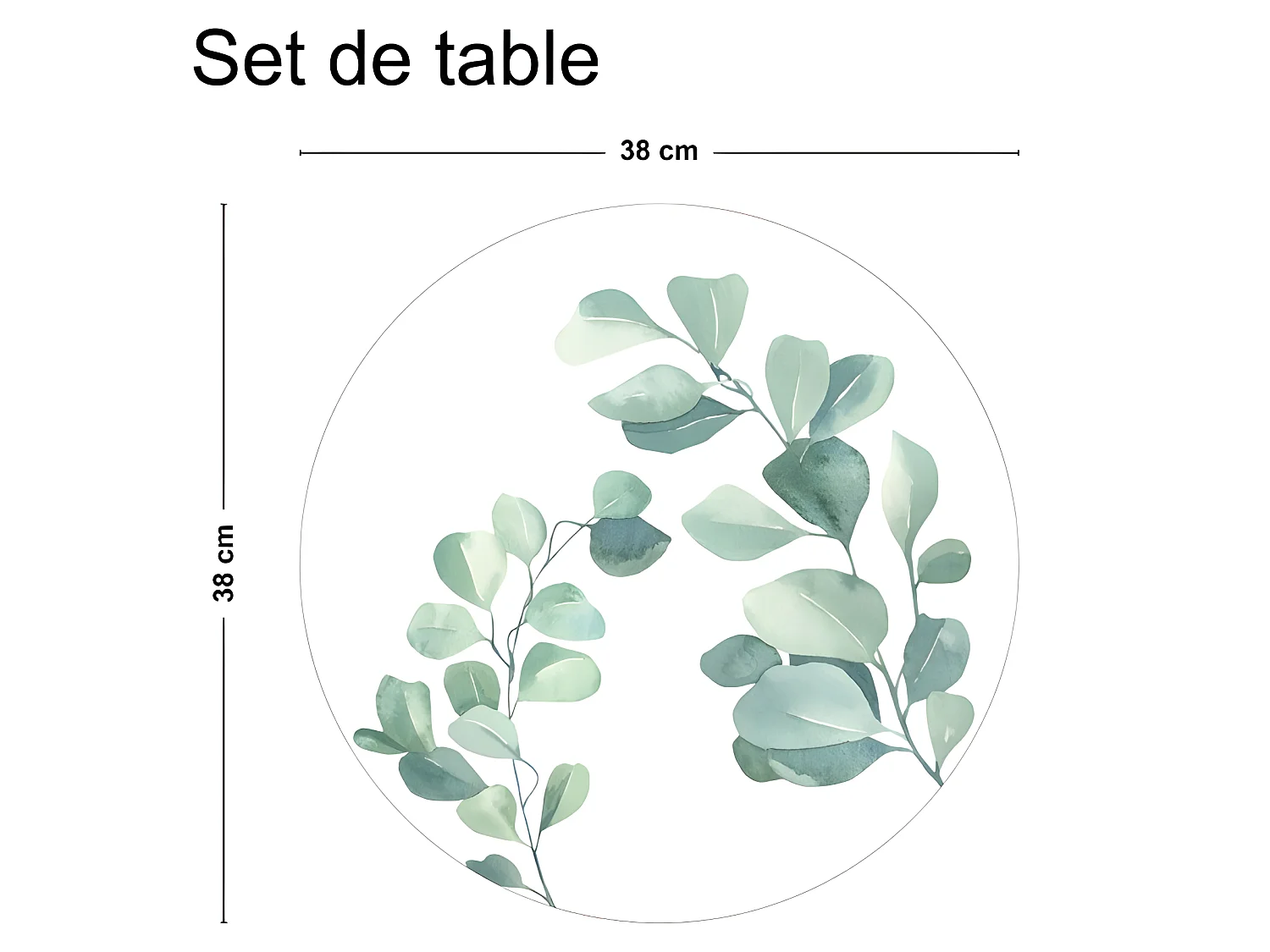 Lot de 4 sets de table L 38xl 38cm - Eucalyptus - Vinyle