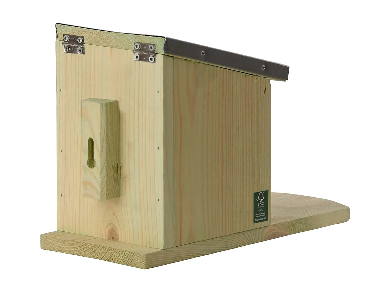 Mangiatoia per scoiattoli in legno e zinco