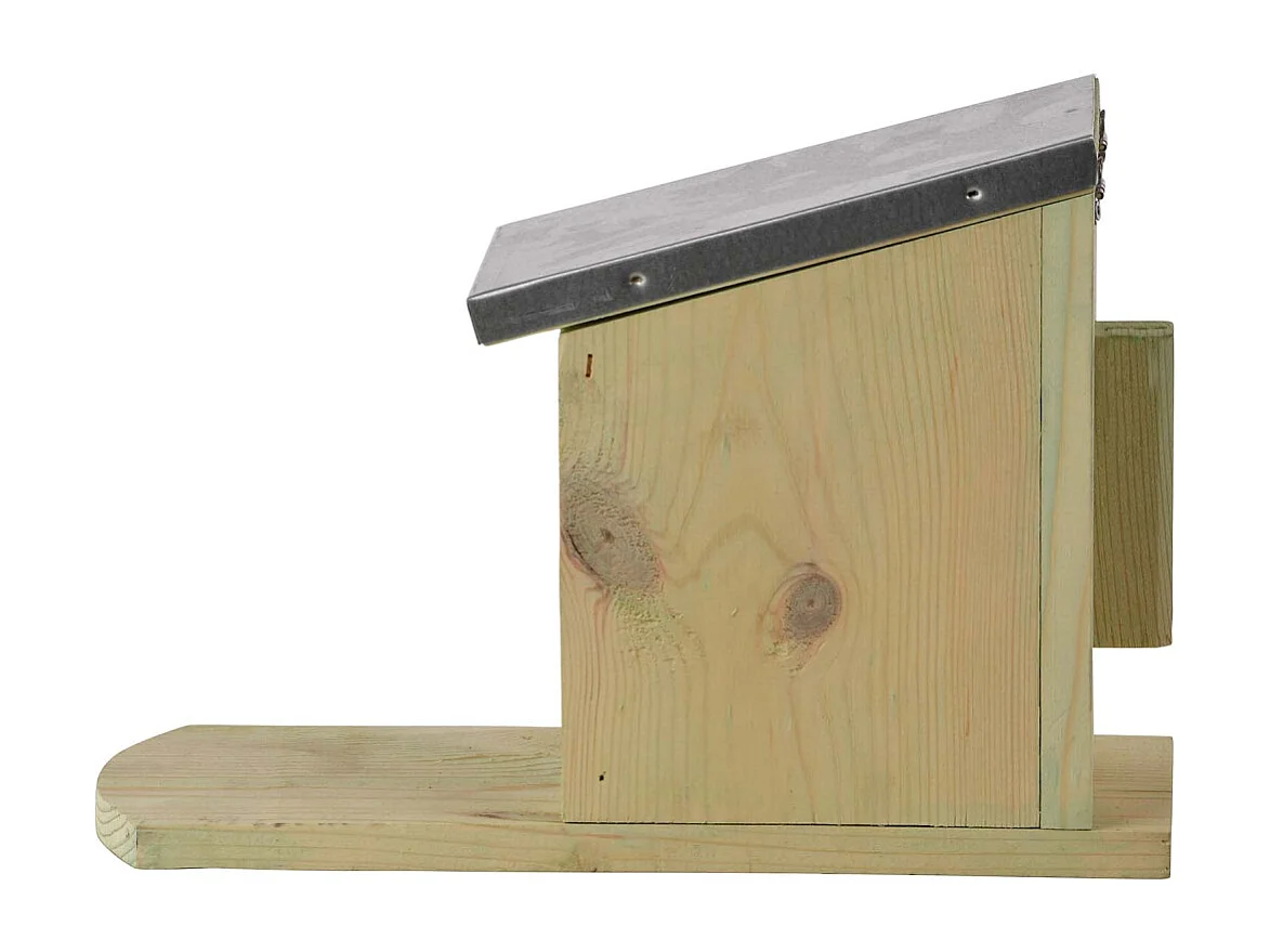 Mangiatoia per scoiattoli in legno e zinco
