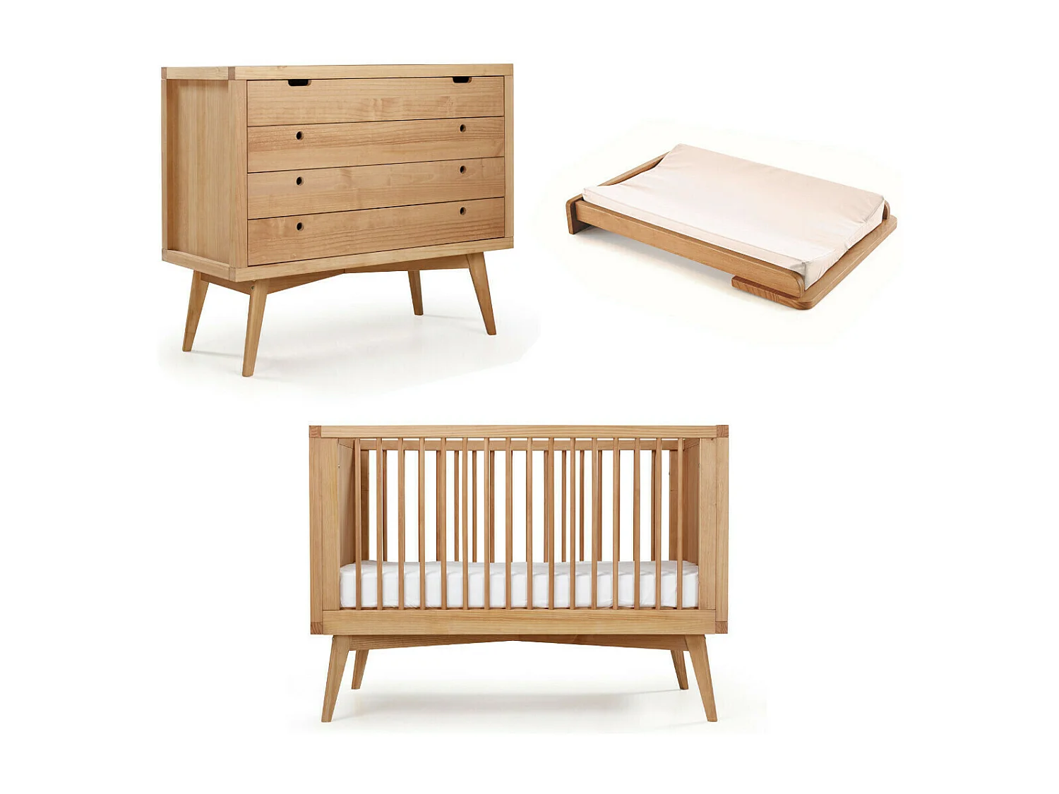 Chambre complète Montessori bébé 70x140 cm bois massif bois MARLEY