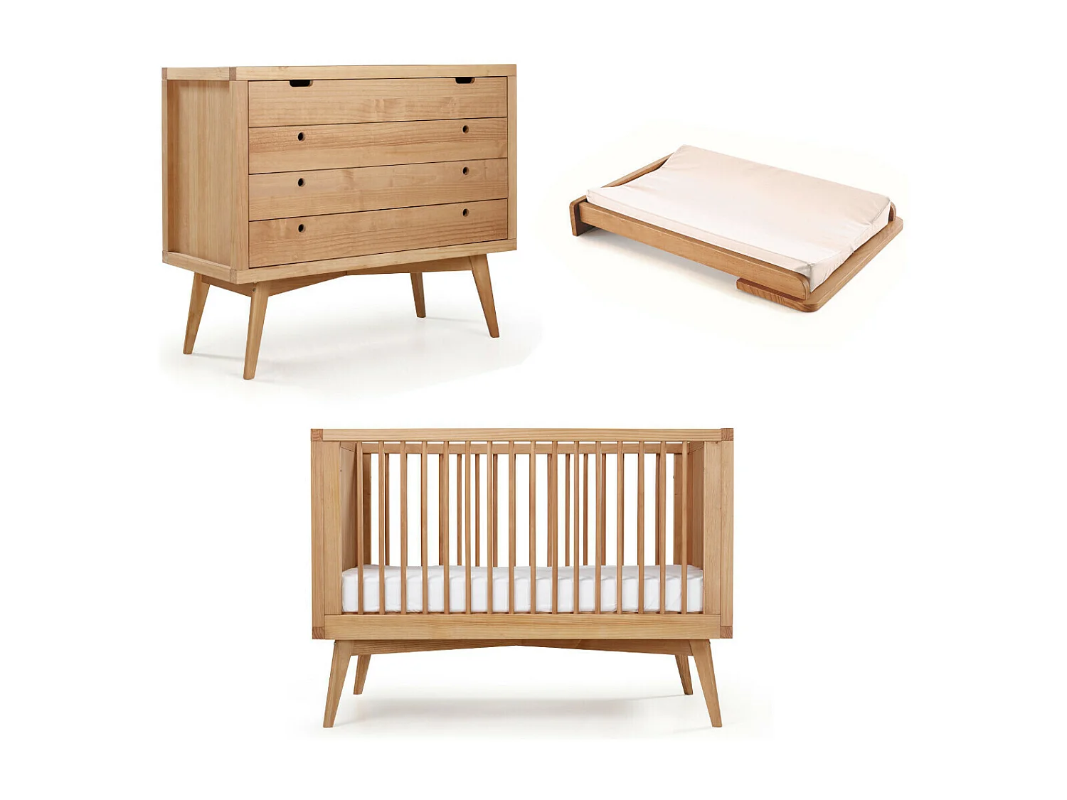 Chambre complète Montessori bébé 70x140 cm bois massif bois MARLEY