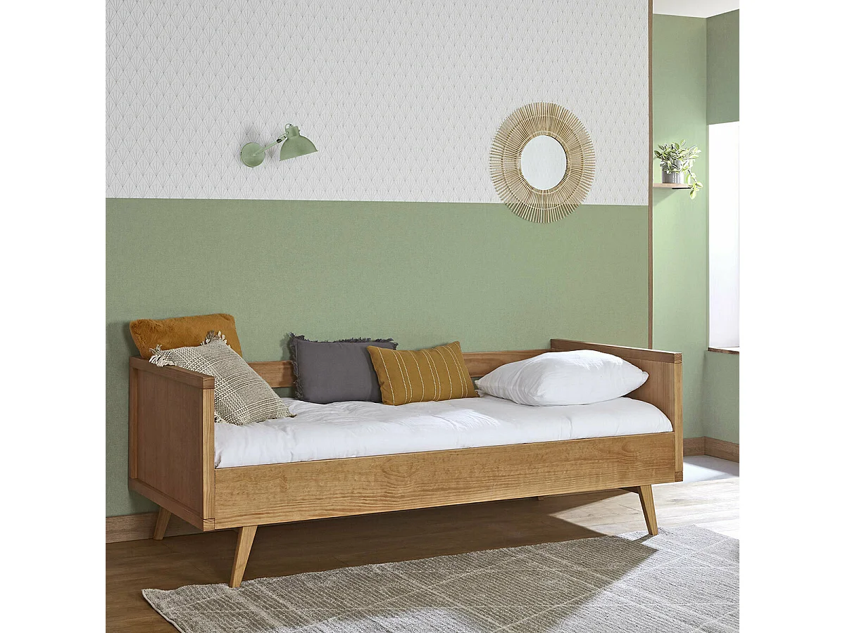 Lit banquette 90x190 cm bois massif bois MARLEY