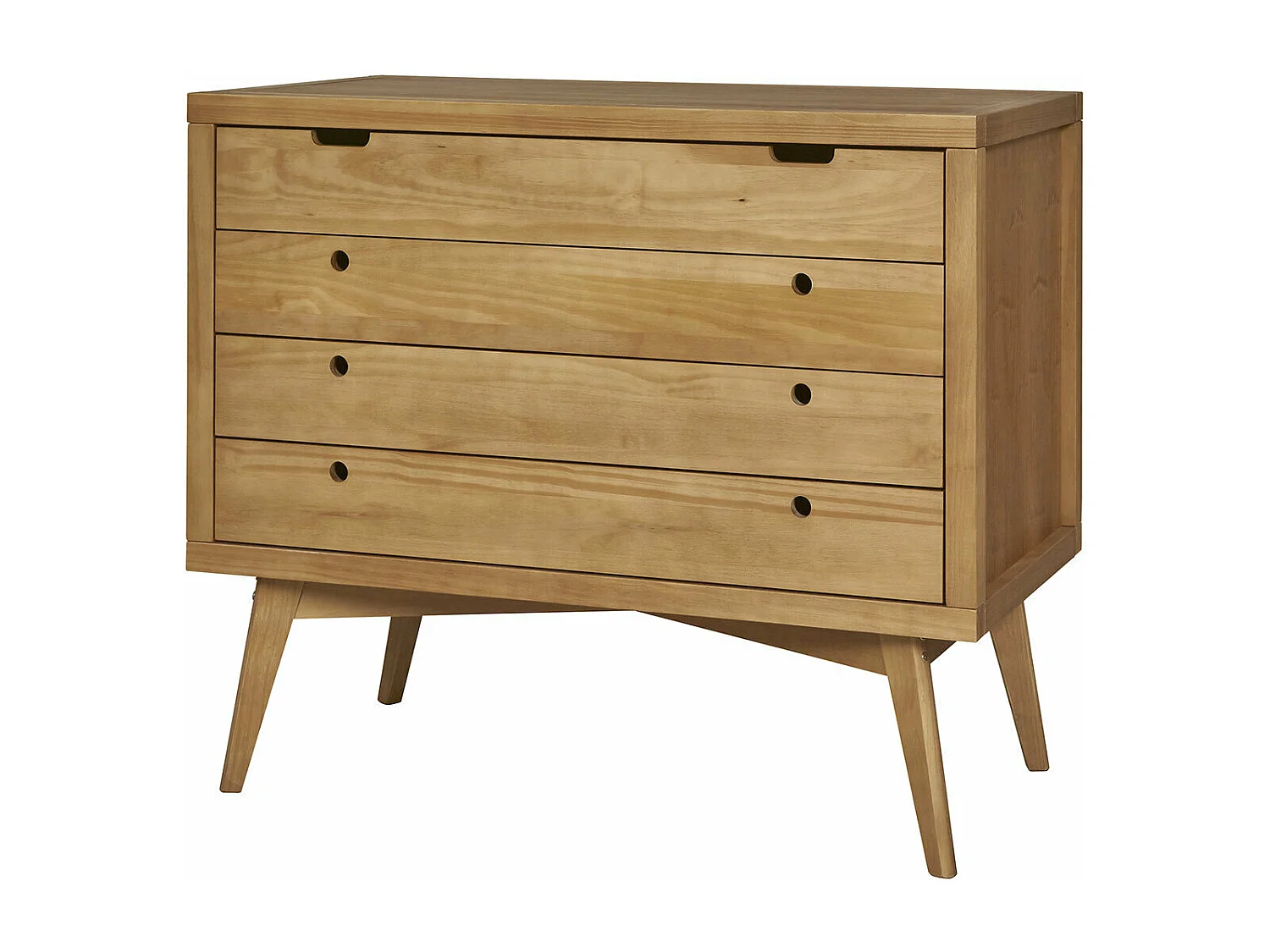 Commode 4 tiroirs  bois massif bois naturel MARLEY