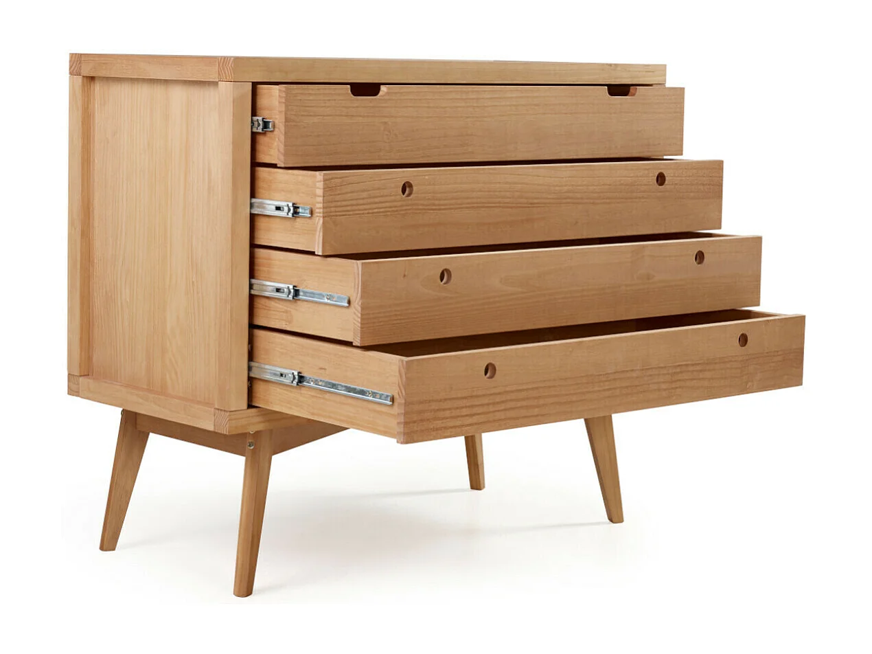 Commode 4 tiroirs  bois massif bois naturel MARLEY