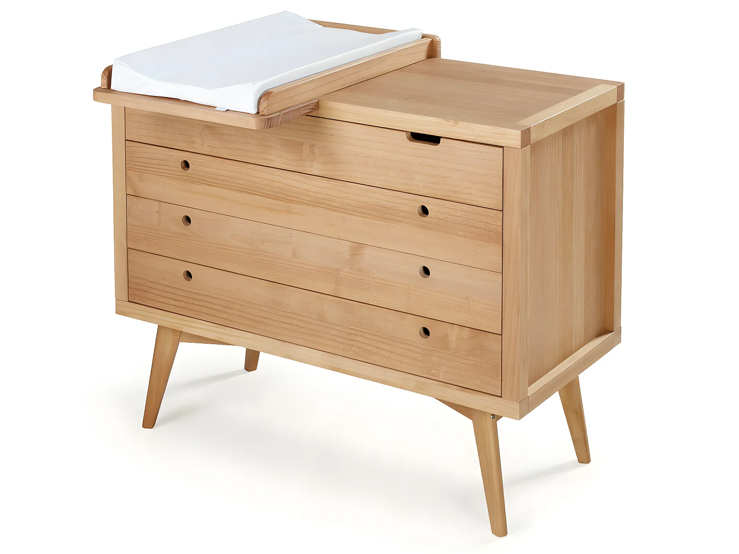 Commode à langer 4 tiroirs  bois massif bois naturel MARLEY