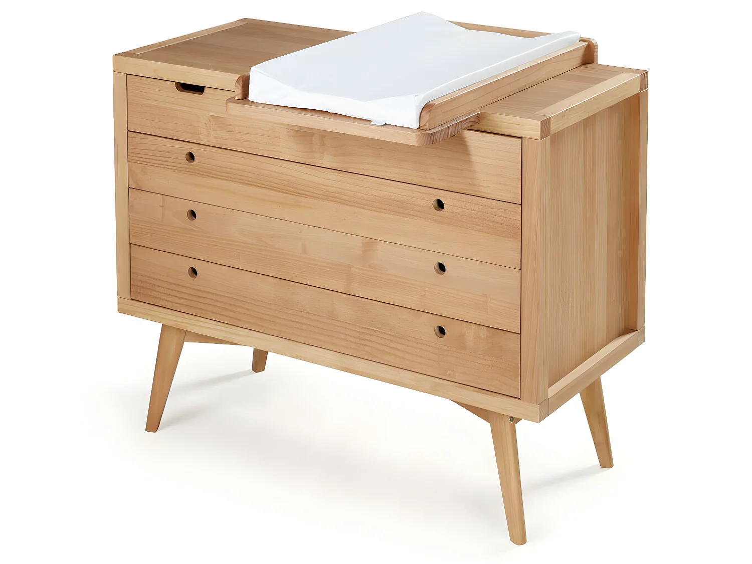 Commode à langer 4 tiroirs  bois massif bois naturel MARLEY