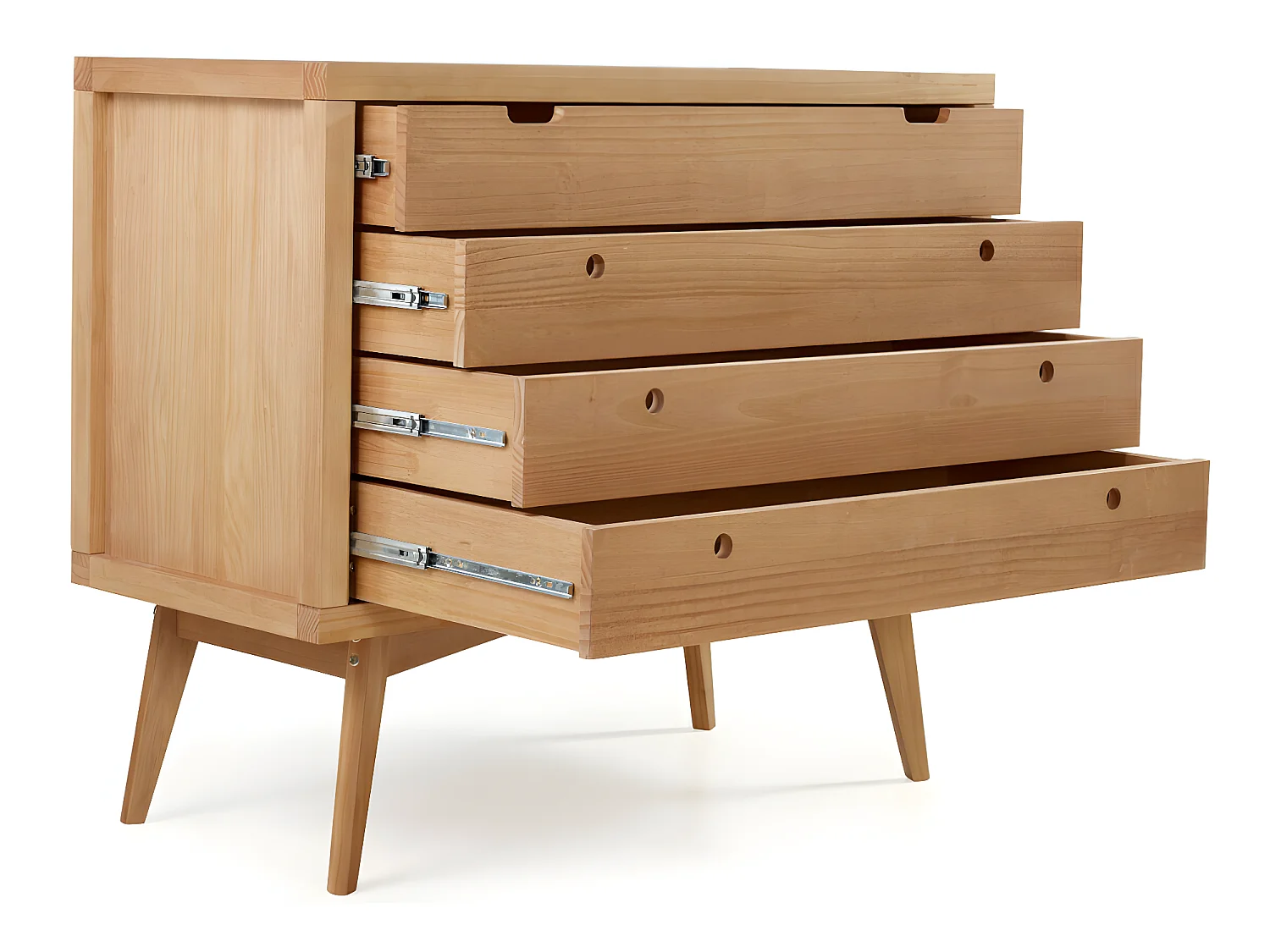 Commode à langer 4 tiroirs  bois massif bois naturel MARLEY