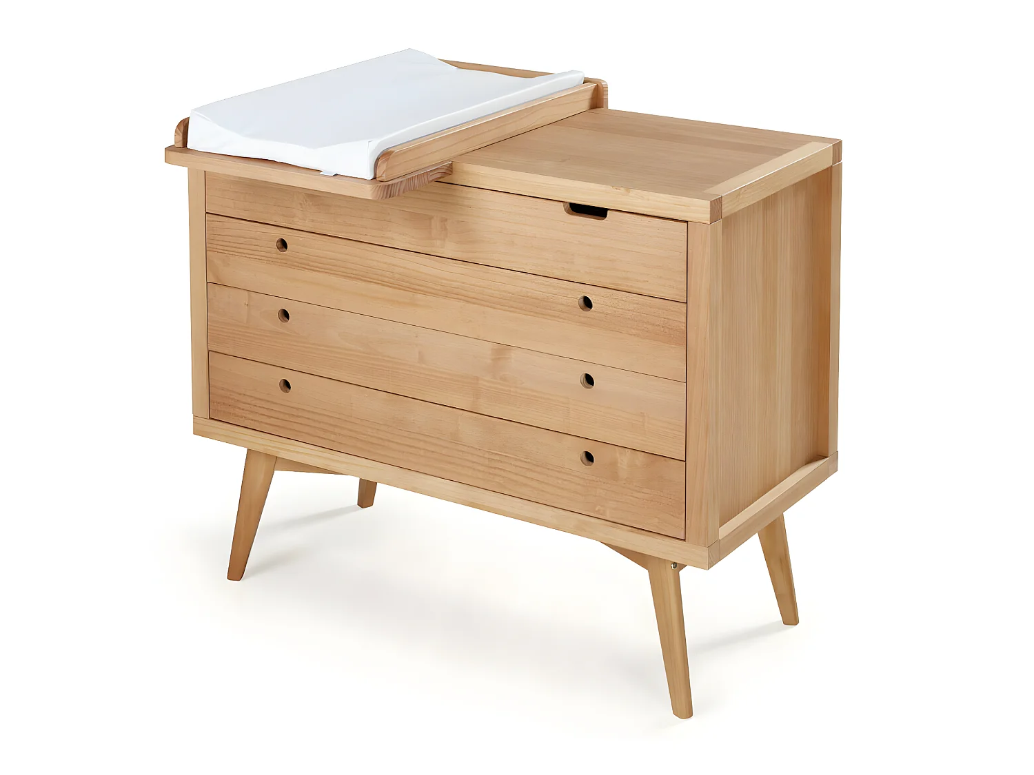 Commode à langer 4 tiroirs  bois massif bois naturel MARLEY