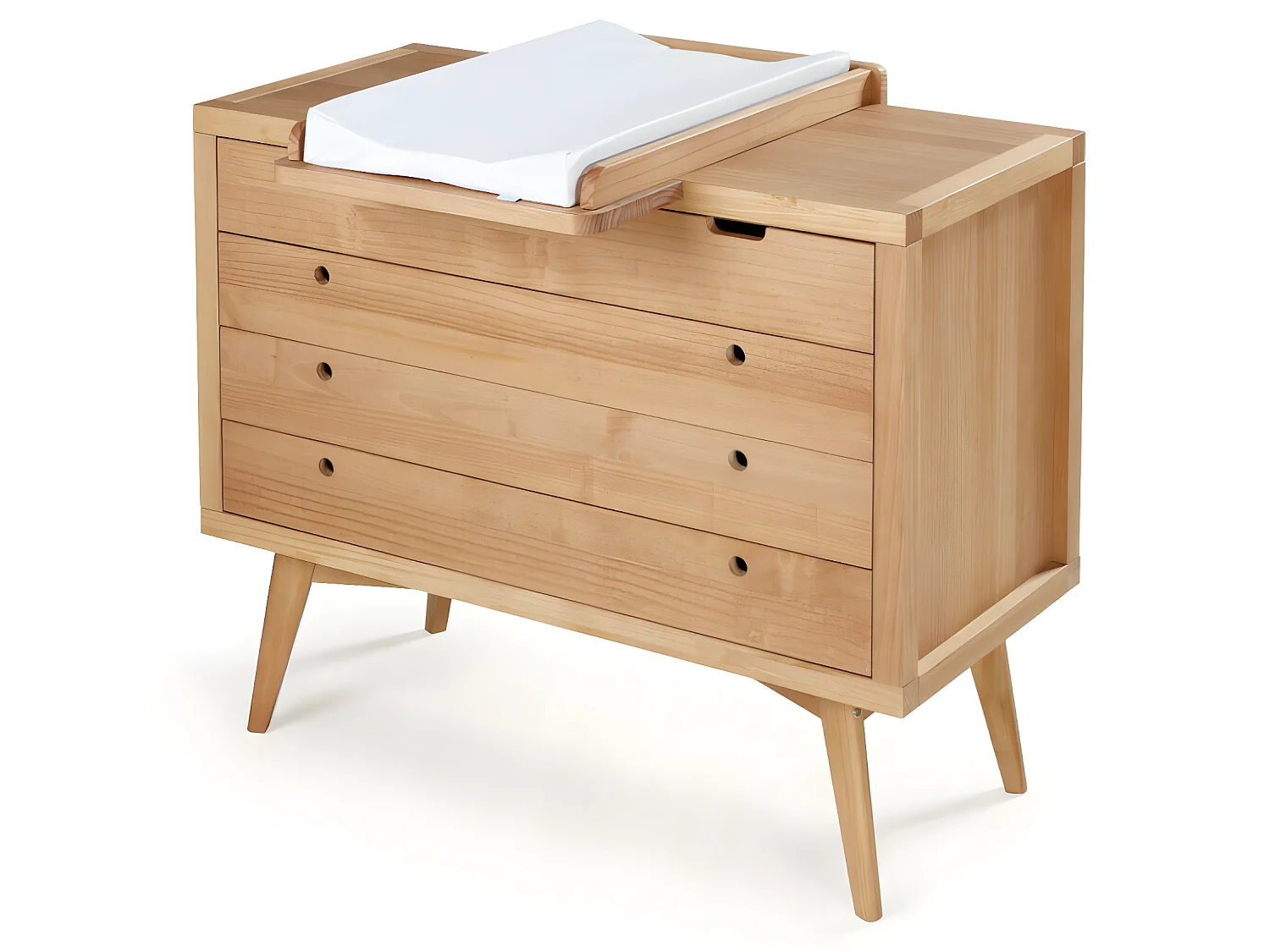 Commode à langer 4 tiroirs  bois massif bois naturel MARLEY