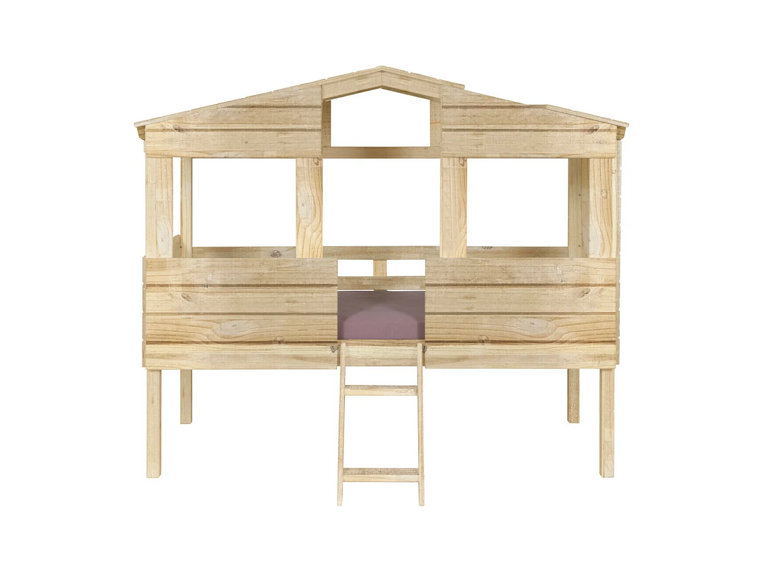 Lit cabane mi-hauteur 90x200 cm bois massif bois ROBY
