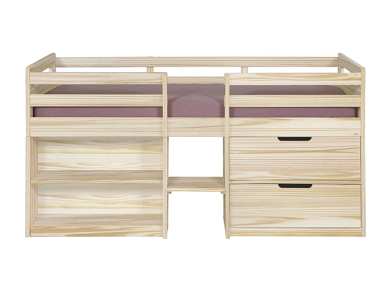 Lit mi-hauteur 90x190 cm bois massif bois HOBY