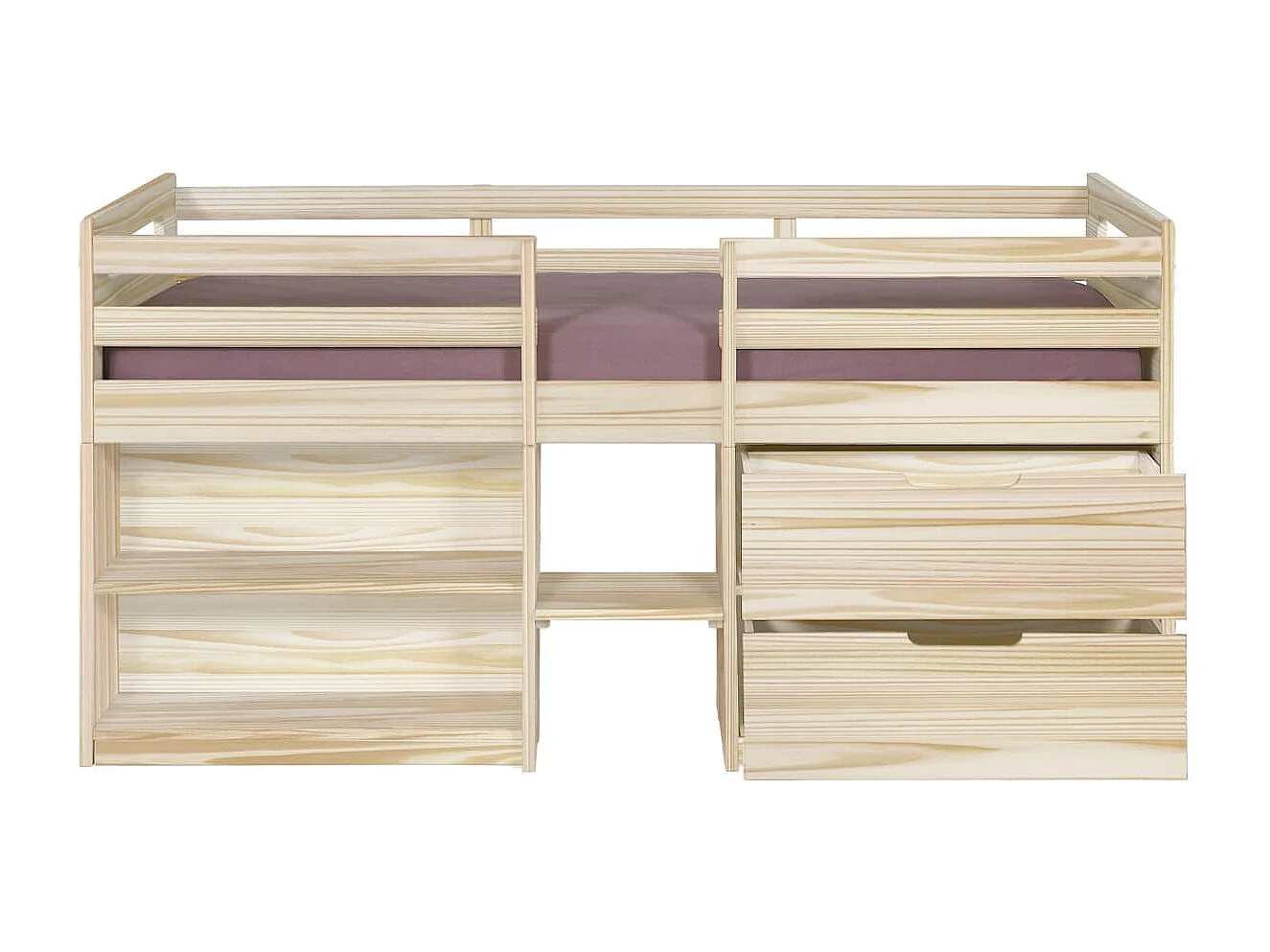 Lit mi-hauteur 90x190 cm bois massif bois HOBY