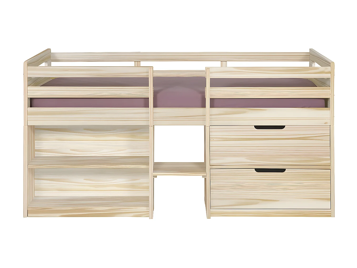 Lit mi-hauteur avec matelas 90x190 cm bois massif bois HOBY