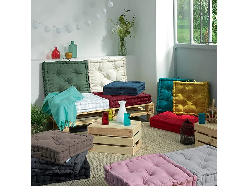 Coussin de Sol Déco "Panama" 45x45cm Bleu