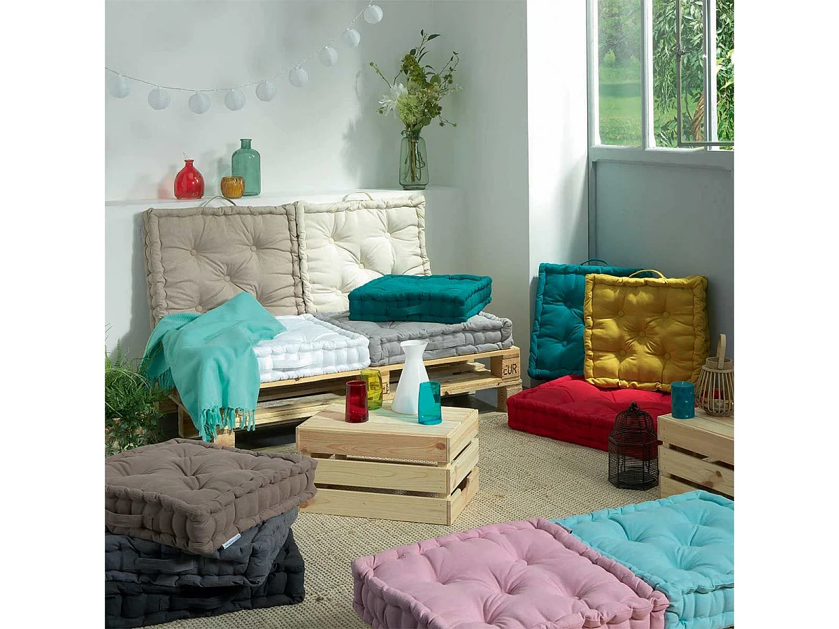 Coussin de Sol Déco "Panama" 45x45cm Bleu