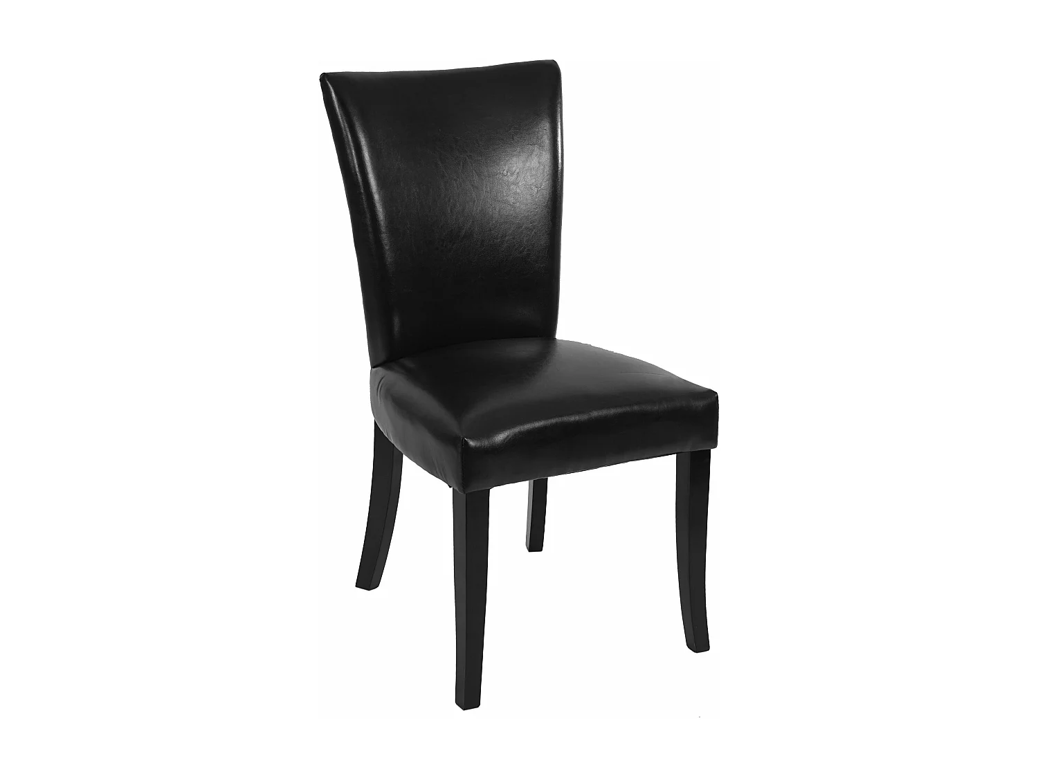 2x chaises à manger Chesterfield synthétique noir pieds foncés bouton sur dossier 04_0000325