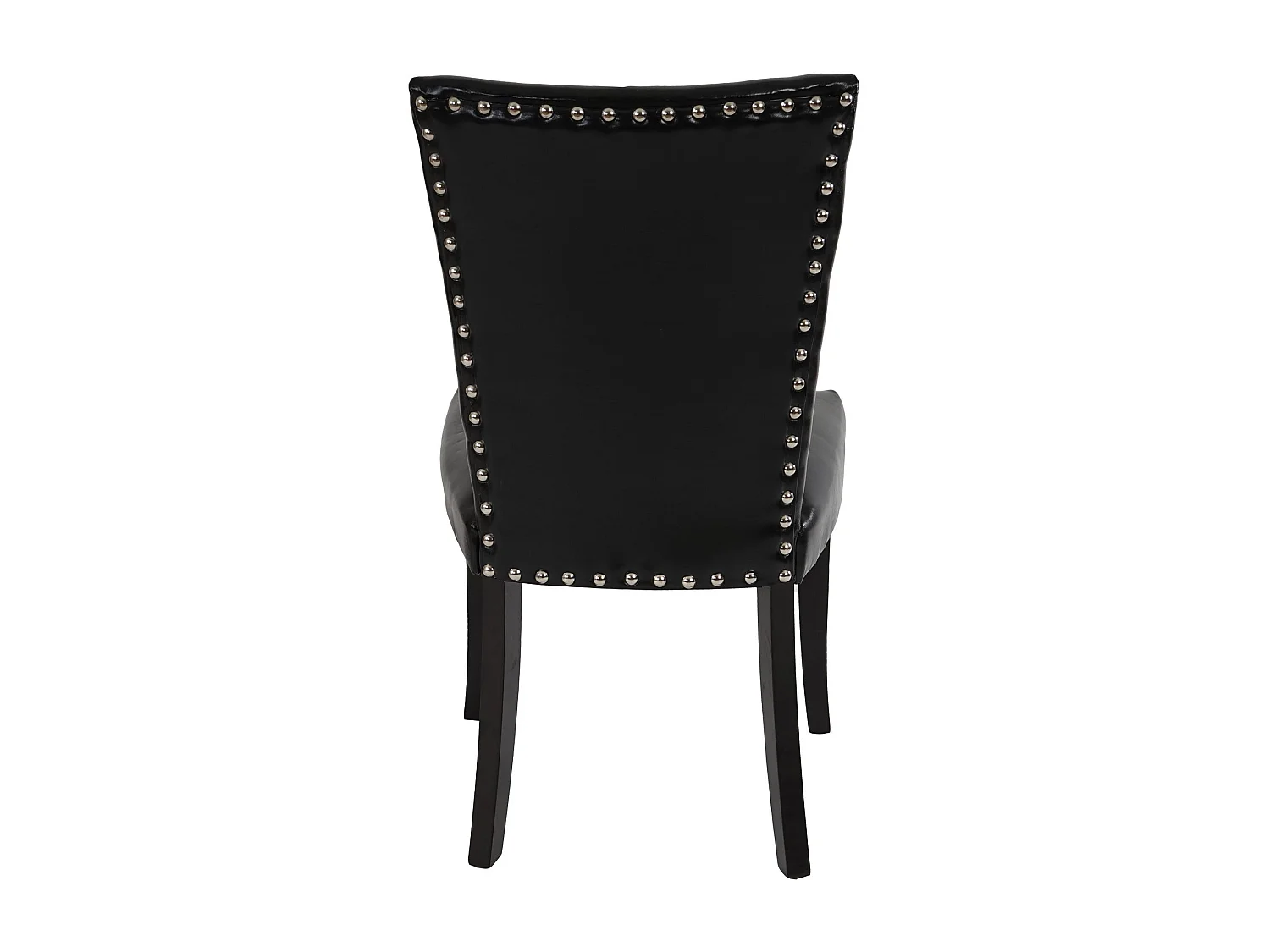 2x chaises à manger Chesterfield synthétique noir pieds foncés bouton sur dossier 04_0000325