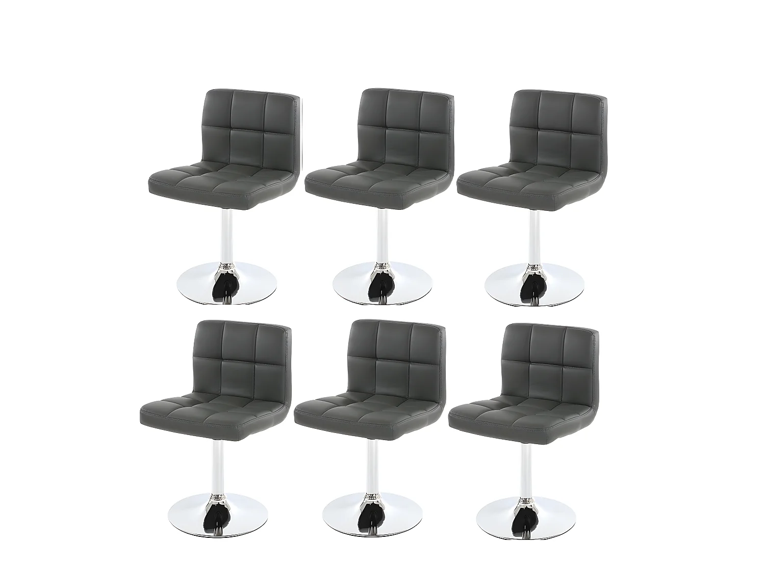 Lot de 6 chaises fauteuils de salle à manger en synthétique gris CDS04267