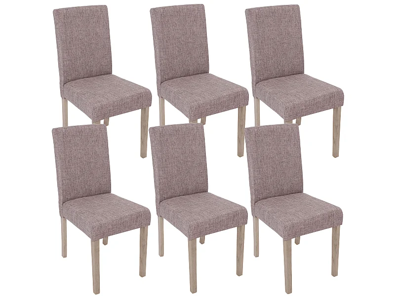 Lot de 6 chaises de salle à manger cuisine en tissu gris pieds en bois clair 04_0000894