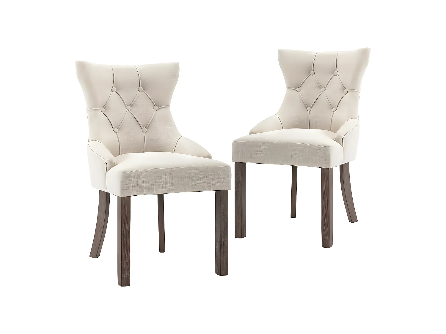 Lot de 2 chaises de salle à manger cuisine design moderne tissu beige CDS020155