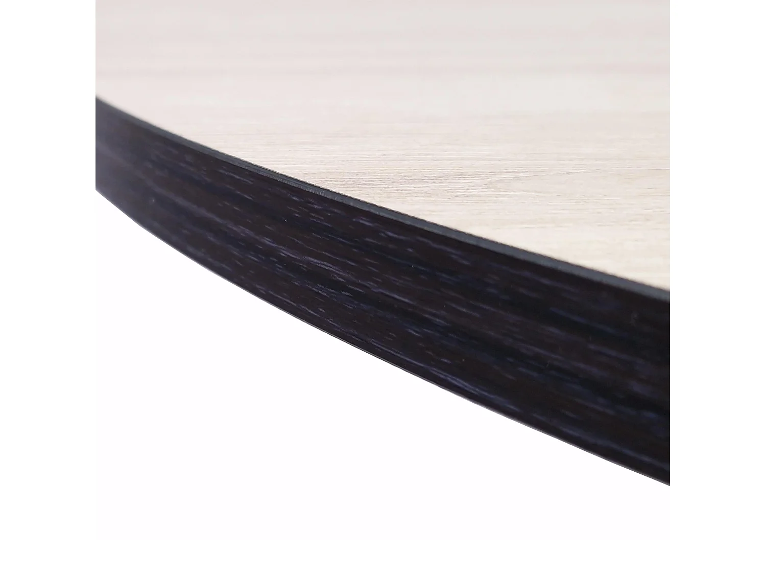 Runder Esstisch, Modell ZEN, 90x90x77cm, für 4 Personen, Farbe Eiche und Schwarz, Matt Schwarze Metallbeine lackiert