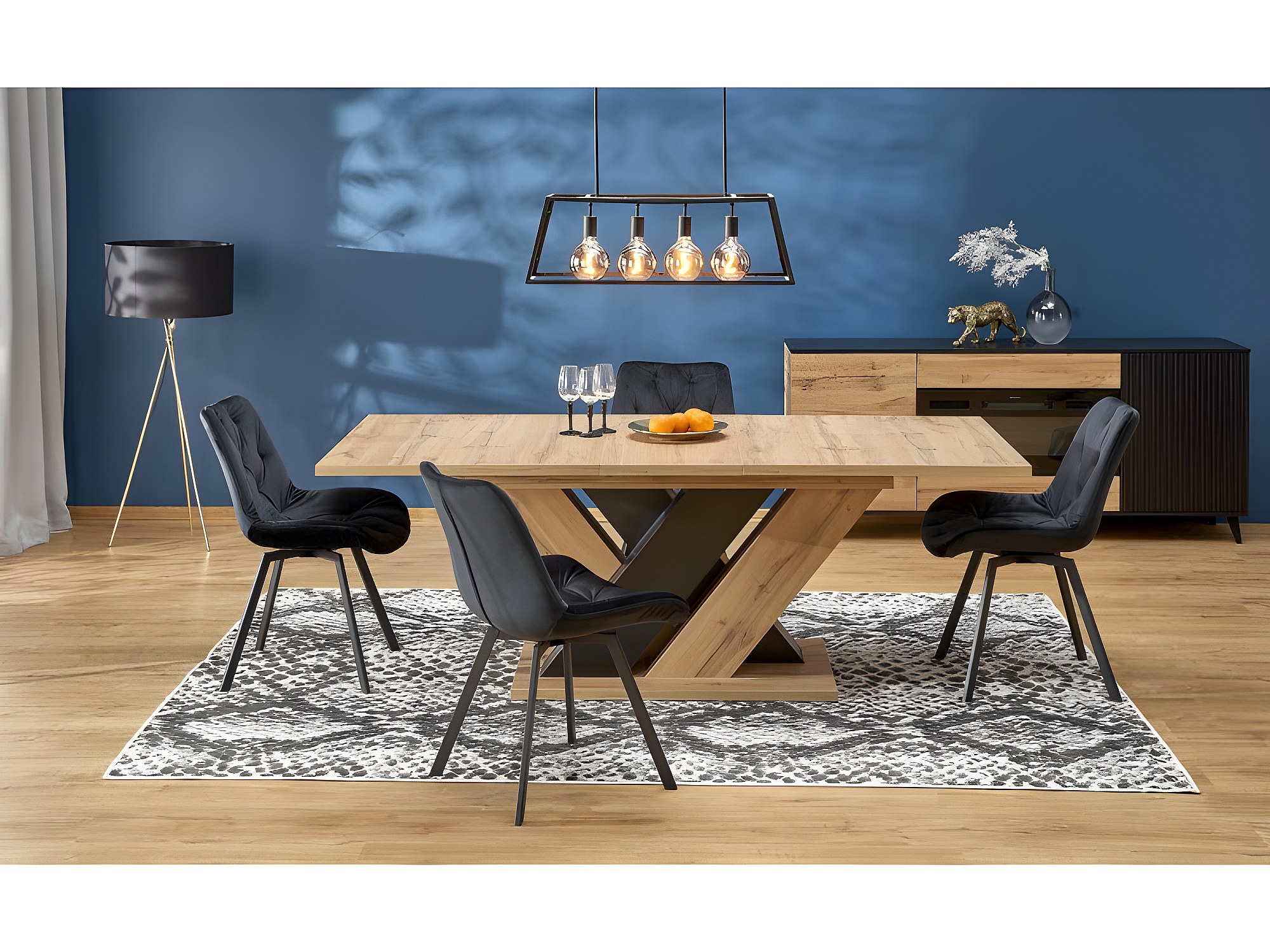 Table à manger rectangulaire à rallonge couleur chêne foncé 160-200 cm ZORO
