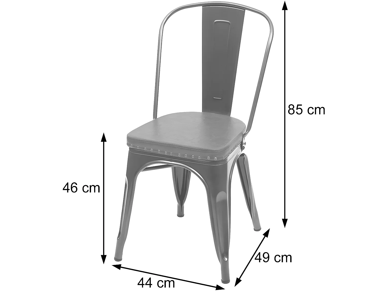 2x chaises de salle à manger cuisine style industriel métal noir et synthétique gris CDS04456