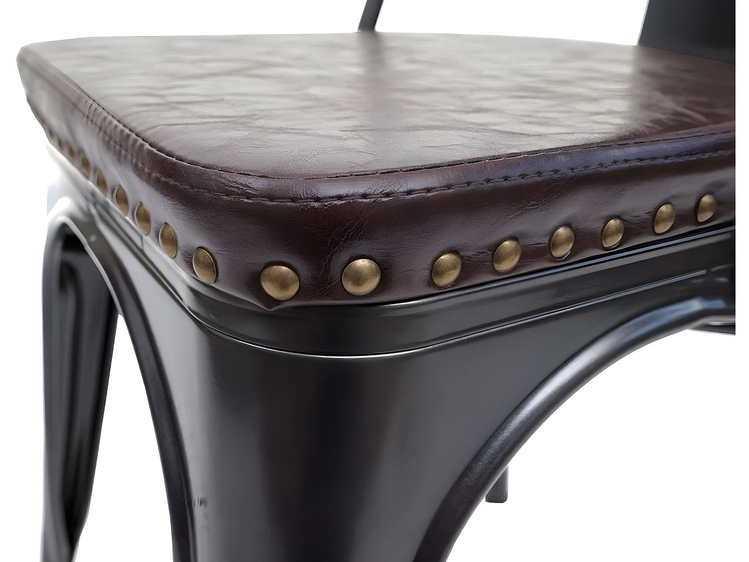 2x chaises de salle à manger cuisine style industriel métal noir et synthétique marron CDS04457