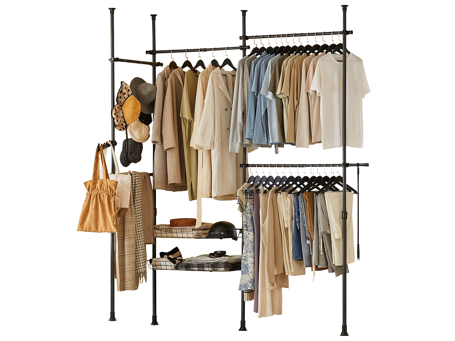 SoBuy KLS04-Sch Kledingrek Klerenrailsysteem Opbergsysteem Telescopisch Kledingrek